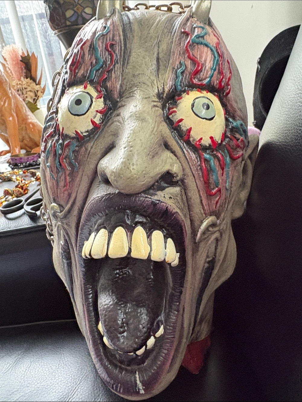 Life Size Hanging Severed Zombie Head . Prop Halloween Decor Gently Used